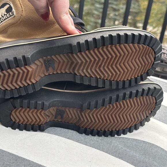 SOREL Tivoli II Black Tan Suede Faux Fur Lined Boots Women's 10 US 8 UK Snow - Picture 10 of 14